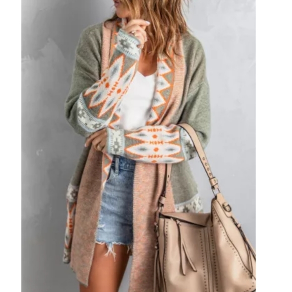 1 2x left😊 New boutique Aztec open front Cardigan - Picture 6 of 15
